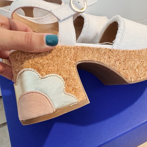 NEW Steve Madden Daysee Frayed Denim Platform Ankle Strap Sandals - Picture 8 of 9